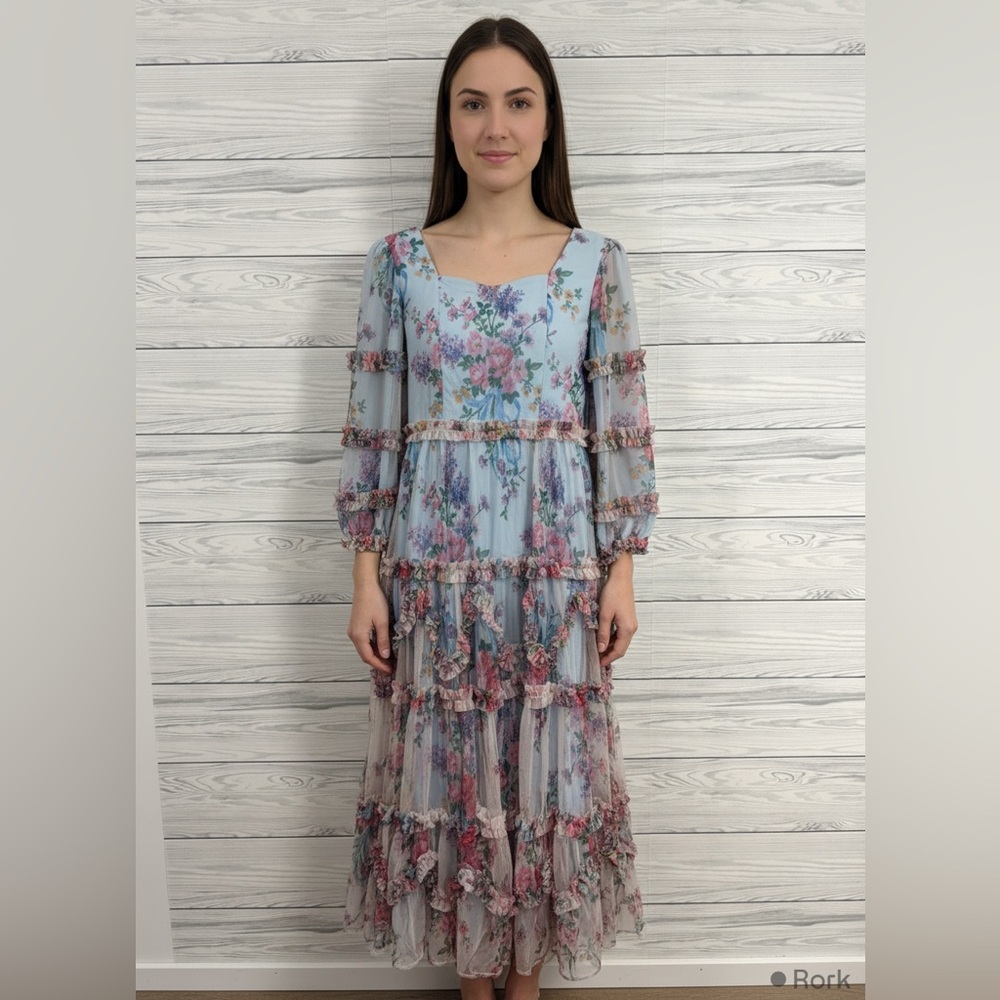 Ivy City Dress Women XL Romantic Floral Tulle Whimsey Elegant Cottagecore Fairy
